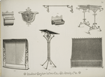 Decorative metalwork podium, toilet paper holder, sponge holder, soap holder, towel holder, coat rack, grille, radiator cover (?).