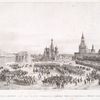 Les herauts d'armes lisant, a haute voix, la proclamation du Couronnement sur les places publiques, a Moscou