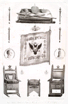 Dessins des insignes imperiaux, de l'etendard de l'Empire, et des trones des ancetres de S. M. L'Empereur