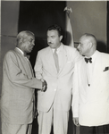 Labor leader Ashley Totten, left, Congressman Adam Clayton Powell, Jr., center, and physician James L. Wilson, at a gathering of the American Virgin Islands Civic Association, circa 1950s