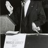 Malcolm X speaking at a Marcus Garvey Day Celebration