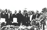 Mrs. John E. Bruce, Marcus Garvey, Arthur Schomburg and other mourners at the grave of John E. Bruce