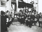 Schomburg among Masons and Odd Fellows at the cornerstone laying of the Ionic Temple, 165 or 167 Claremont Avenue, Brooklyn, N.Y.
