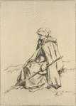La femme capeline assise.