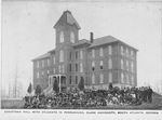 Christman Hall with students in foreground, Clark University, South Atlanta, Georgia.