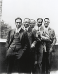 Author Langston Hughes [far left] with [left to right:] Charles S. Johnson; E. Franklin Frazier; Rudolph Fisher and Hubert T. Delaney
