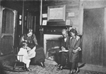 An African American family; Reading books
