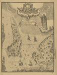 1801 g. Plan Anzerskago ostrova. Vverkhu obraz Sv. Troitsy, pravee prepodobnyi Eleazar'.