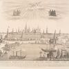 1850 g. Bol'shoi vid Solovetskago monastyria, vverkhu dva angela  derzhat ikonu Preobrazheniia, s bokov: pr.Eleazar', pr.Irinarkh, sv.Filipp Mitro., pr. Zosima, pr. Savvatii, pr. German.