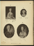 Grafinia Varvara Petrovna Razumovskaia, 1750-1824; Grafinia Sofia Stepanovna Razumovskaia, 1746-1803; Graf Nikolai Petrovich Sheremetev, 1751-1809; Tat'iana Vasil'evna Shlykova, 1773-1863.