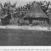 Cameroun. Case du pays des bakossis avec les vases et les feux funéraires.