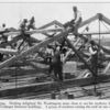 Tuskegee in the making; Nothing delighted Mr. Washington more than to see his students doing the actual work of erecting the Tuskegee Institute buildings; A group of students raising the roof on one of the buildings.