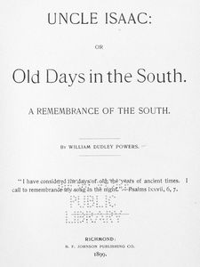 Uncle Isaac; or, Old days in the South