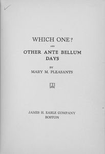 Which one? and other ante bellum days