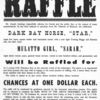 Notice of raffle, "Raffle...dark bay horse...mulatto girl..."