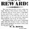 Runaway notice, "$200 reward!" signed W.D. Bowie