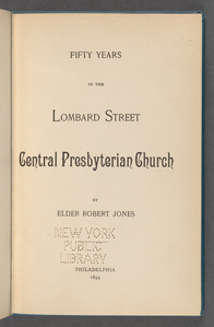 Fifty years in the Lombard Street Central Presbyterian Church