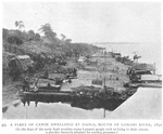 A fleet of canoe dwellings at Isangi, mouth of Lomami River, 1891. [In the days of the early Arab troubles many Lomami people took to living in their canoes, a practice formerly adopted for trading purposes.]
