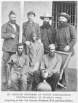 German pioneers of Congo exploration photographed at Stanley Pool, [beginning on left - Von Francois, Wissmann, Wolf, and Hans Müller.]