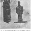 (1) Native fetish from the Southern part of the Cataract Congo [the strings tied round the neck are offerings for benefits received.] ; (2) Image of St. Christopher and the infant Christ, found in San Salvador District [possibly some two or three hundred years old.  Has been used as a fetish.]  Similiar types to (1) and (2) are found among the Kioko and Bashilange.