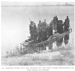 Herbert Ward and his section of the Emin Pasha Expedition on the Congo in canoes.