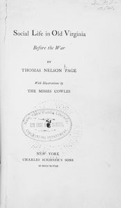 Social life in old Virginia before the war