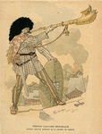 Période Gauloise Historique : soldat Gaulois sonnant de la trompe de guerre.