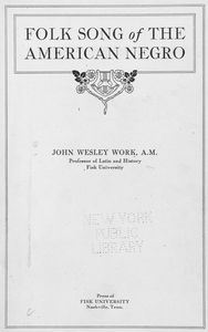 Folk song of the American Negro