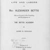 Brief sketch of the life and labors of Rev. Alexander Bettis, title page