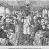 Passengers dining in a Pullman parlour railway car.