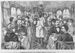 Passengers dining in a Pullman parlour railway car.