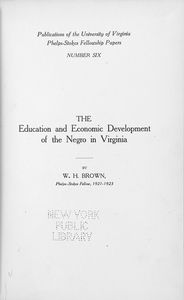 The education and economic development of the Negro in Virginia