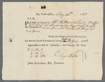 Revolutionary War - Request for compensation to be paid to Nathaniel Seely for an enslaved man, Amos Seely, who was killed in the Revolutionary War, 1783. Top reads "pay-table office, July 30th, 1783..."