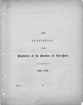 Statistics of the population of the Province of New York: cover page