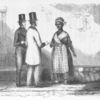 Slave woman travelling in the North explaining her loyalty to her mistress to two abolitionists who are offering her freedom