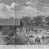 Friedensthal in St. Croix an einem Bettage, da die Taeuflinge zur Taufe in die Kirche gefuhrt werden, 1768 zu Anfang may und zu Mittage, da die Sonne uberm Scheitel stehet, aller Schatten senckrecht faellt, uber haupt wenig Schatten ist. Hinten das