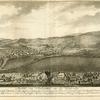 Aussicht von Friedensthal von der Westseite. A. gottesacker der Weissen, B. die Neger Kirche, C. Wohnhaus, D. Negerhaeuser, E. Christiansrah, F. die Lootscay, G. das Fort, H. die reformirte Kiche, I. Die lutherische Kirche, K. die englische Kirche, L. die