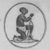 A chained slave in a praying position