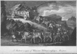 A Bullock-waggon of Hottentot Holland, crossing a mountain