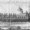 Representation d'un Esquif, ou tent-Boote, avec huit Negres qui Rament.