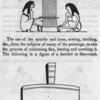 Drawing of two women using the spindle and loom; A drawing of the figure of a hatchel or flax-comb