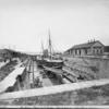 Dry dock. Baisen de Radoube [bassin de radoub], Fort-de-France. "Trois Isles" in distance.