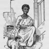 Woman with a dog, sitting at the bottom of the stairs