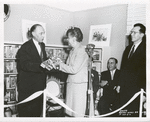 Great Kills Branch Library, 56 Giffords Lane [Anne Hedgman presents key to Mr. Zurmuhlen]