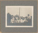 Highbridge, Exterior, librarian and children on grass