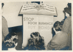 Book burning exhibit at the Muhlenberg branch library on West 23rd Street, Manhattan.  The New York Public Library Archives