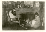 Music Library] Mrs. Edward MacDowell in her home, "Hillcrest" at Peterborough, New Hampshire. The young girl in the picture is May Wills, a pupil of Edward MacDowell. Miss Wills married Frederick Ballard, a playwright, the author of "Believe Me Xantippe," acted by John Barrymore and "Trial by Jury," by Minnie Maddern Fiske. [photograph left by Miss Fiske]