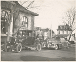 Port Richmond Staff member's Pontiac convertible, Reader's Ford, Mr. Krant, news dealer on sidewalk