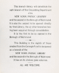 Port Richmond, Opening Program, "This branch library will constitute…"