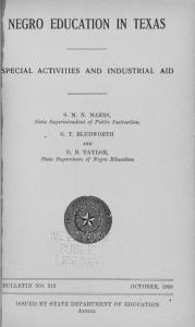 Negro education in Texas; special activities and industrial aid